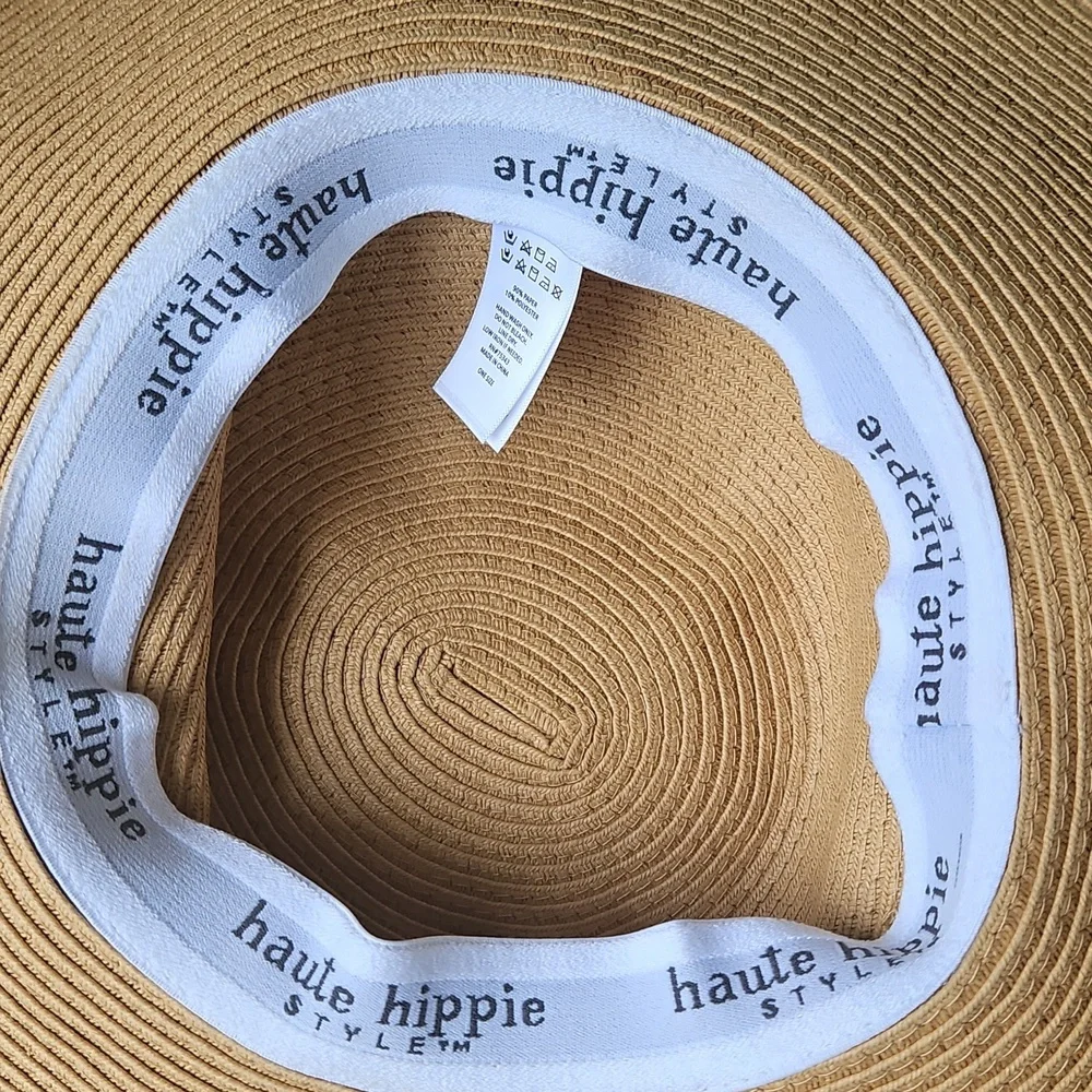 Haute Hippie UPF50 Wide Brim Sun Hat With Chiffon Ribbon